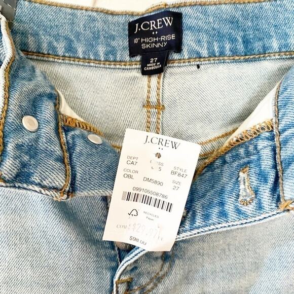 J. Crew Factory NWT Orion Blue 10" High-Rise All-Day Stretch Skinny Jean Size 27 - Picture 3 of 9